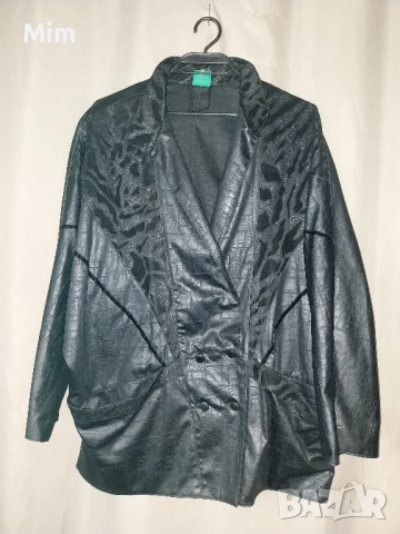 CANDA 44 /XL/ Черно сако / палто / от еко кожа змийски принт