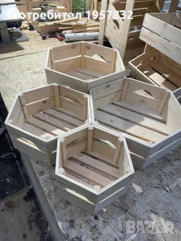 Дървена декоративна Щайга/Хексагон/шестоъгълник, снимка 2 - Оборудване за магазин - 48923019