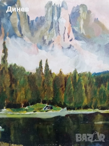 Алпийско Езеро Масло върху платно, снимка 8 - Картини - 52145966