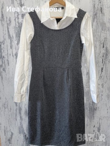 Комбинирана елегантна  рокля MEXX с бяла риза елегантна изчистена колежански училищен стил , снимка 13 - Рокли - 39721243