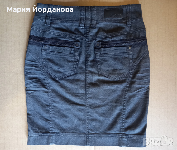 Къса черна дънкова пола Sia Mia, XS, снимка 4 - Поли - 44687356