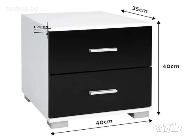 Нощно шкафче MIADOMODO 40x40x35 см 2 броя комплект, снимка 4 - Шкафове - 52357270