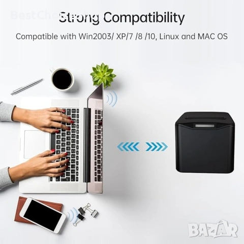 Термален принтер за касови бележки 80mm USB+LAN висока скорост с автоматичен резач – черен, снимка 11 - Принтери, копири, скенери - 53791590