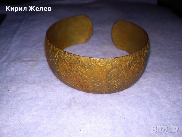 ХРЕКРАСНА ФЛОРАЛНО ОРНАМЕНТИРАНА МЕДНА РЕГУЛИРУЕМА РЕТРО ГРИВНА с Надпис ПЕТЯ Ръчна ИЗРАБОТКА 70311