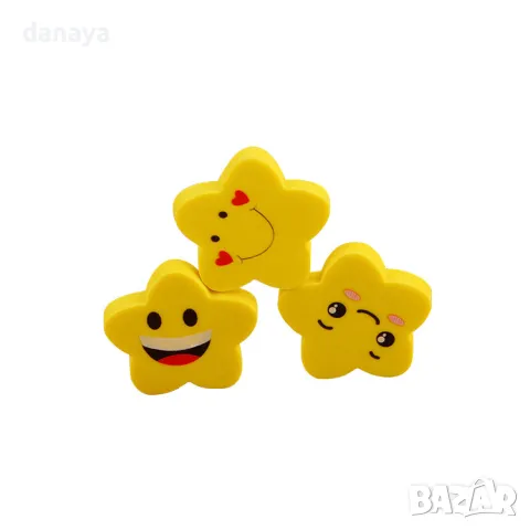 5919 Комплект гумички усмихнати звездички, 3 броя, снимка 5 - Ученически пособия, канцеларски материали - 50413811
