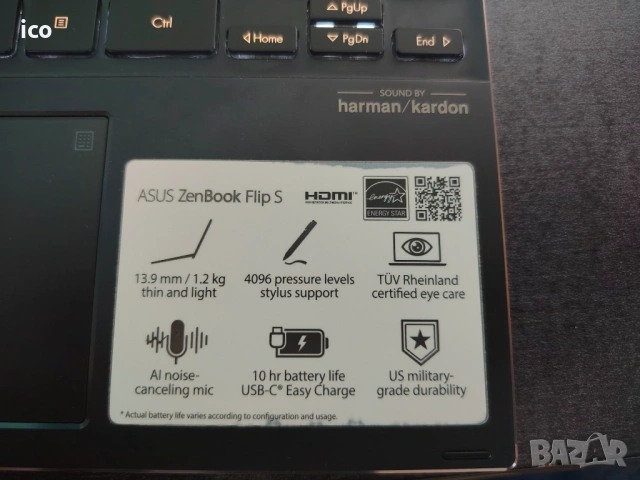 ASUS ZenBook Flip S като нов , снимка 4 - Лаптопи за работа - 53643102
