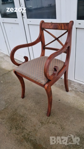 Английско кресло масив махагон, снимка 2 - Дивани и мека мебел - 53245058