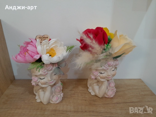 керамична кашпа със сапунено цвете, снимка 10 - Декорация за дома - 53183484