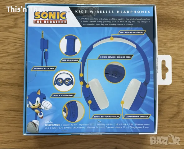Слушалки OTL Sonic the Hedgehog, безжични, Bluetooth, микрофон, честотен диапазон от 20Hz до 30KHz, , снимка 8 - Bluetooth слушалки - 55921832