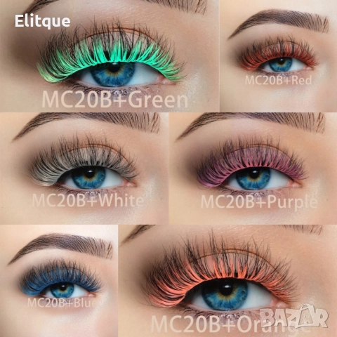 Флуористентни цветни изкуствени мигли, различни цветове  