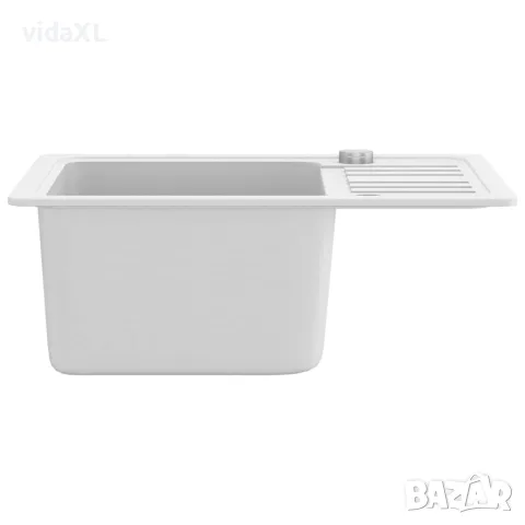 vidaXL Гранитна кухненска мивка с едно корито, бяла, снимка 4 - Мивки - 56146076