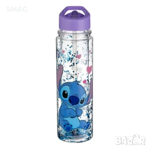 Детска бутилка за вода lila stitch с двойна стена и сламка_1241905