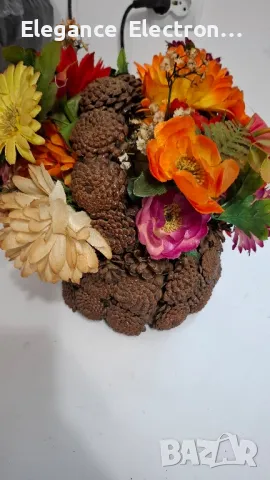 Кошница от шишарки. , снимка 2 - Декорация за дома - 49937755