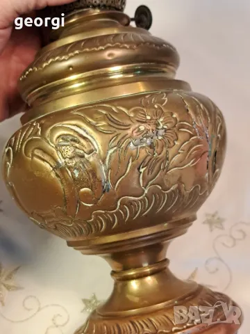 Стара месингова газена лампа  7/2, снимка 8 - Антикварни и старинни предмети - 49778904