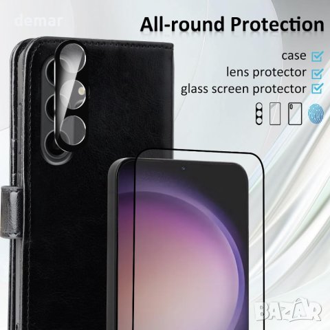 MONASAY Wallet Кожен калъф-портфейл за Samsung Galaxy S24+Plus 5G, 6,7 инча, черен, снимка 5 - Калъфи, кейсове - 44200584