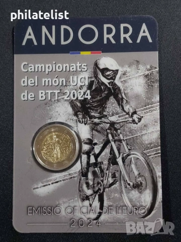 Андора 2024 - 2 евро - Световно първенство на UCI по планинско колоездене BU , снимка 2 - Нумизматика и бонистика - 53698848
