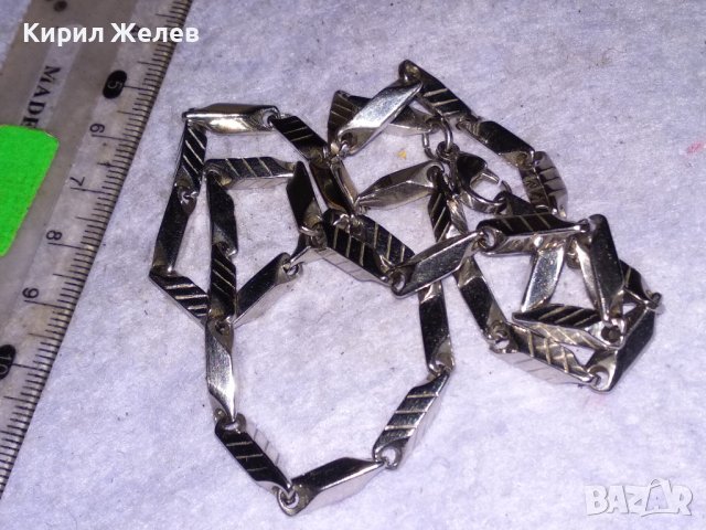 СТИЛЕН ЛЪСКАВ УНИСЕКС ЛАНЕЦ от БЛАГОРОДНА НЕРЪЖДАЕМА СТОМАНА с БЯЛА ПОЗЛАТА 18684, снимка 7 - Колиета, медальони, синджири - 41483939