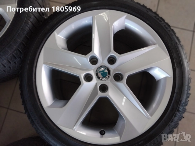 4бр. ал. джанти Skoda (оригинални) 5x112 , 7,5x17 , ET51 , централен отвор 57,1мм, снимка 2 - Гуми и джанти - 51795267