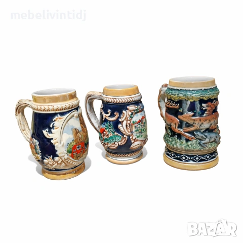 Германски бирени халби с релефна декорация, снимка 2 - Чаши - 53651469