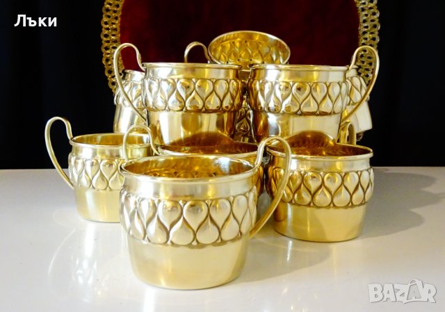 Позлатени чаши с разкошен релеф Wümak Germany 1899 г. , снимка 2 - Антикварни и старинни предмети - 39553305