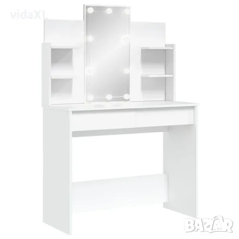 vidaXL Тоалетка с LED лампи, бяла, 96x40x142 см(SKU: 837892)