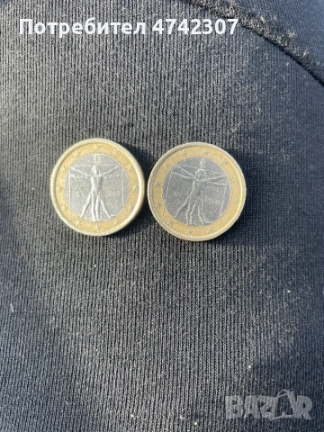 Монета от 1 евро Витрувианският човек 2008 и 2009 