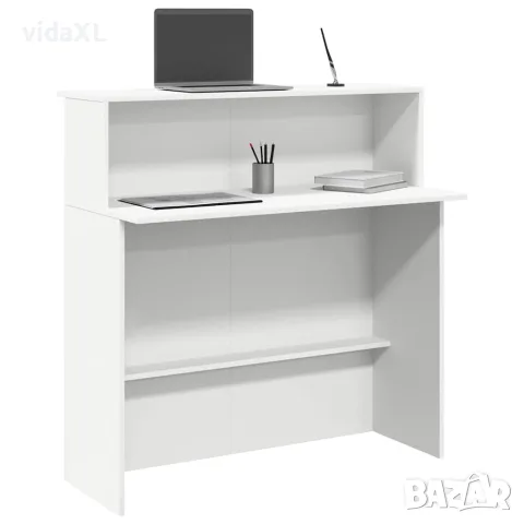 vidaXL Рецепционно бюро, бяло, 100x50x103,5 см, инженерно дърво, снимка 2 - Бюра - 56148294