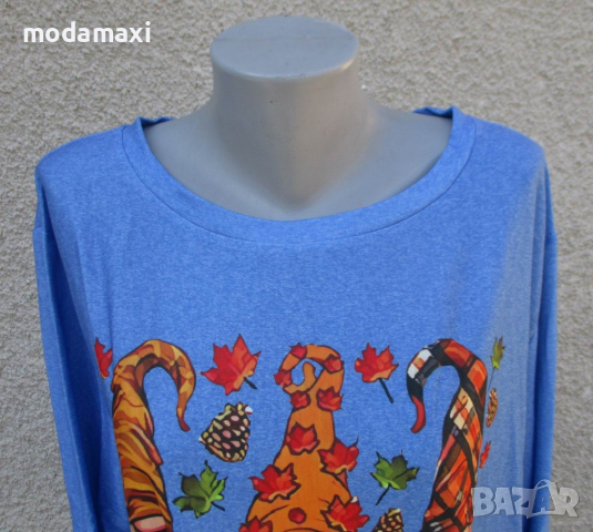 4XL Нова блуза с джуджета в синьо , снимка 2 - Блузи с дълъг ръкав и пуловери - 44915174