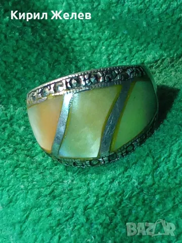 КРАСИВ СРЕБЪРЕН ПРЪСТЕН СРЕБРО 925 ИНКРУСТИРАН с ШЛИФОВАН КРАЛСКИ СЕДЕФ и ФАСЕТИРАНИ МАРКАЗИТИ 48581, снимка 16 - Пръстени - 49344047