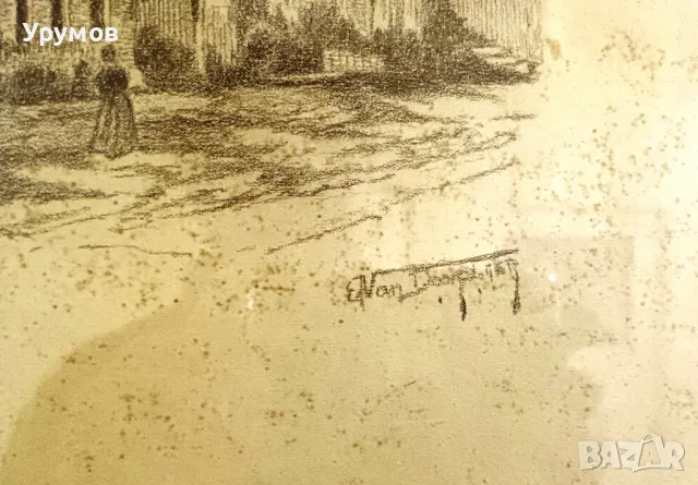 Литография на известния белгийски художник Edmond Van Dooren? – началото на 20 век., снимка 6 - Антикварни и старинни предмети - 49091848