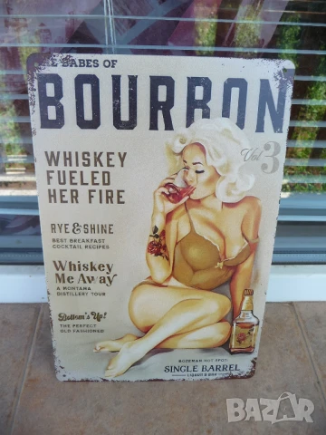 Метална табела уиски Bourbon Single Barrel разпалва огъня еротика секси