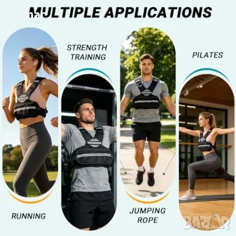 Жилетка с регулируеми тежести JX Fitness, 2,7–9 кг, снимка 6 - Спортна екипировка - 56216799