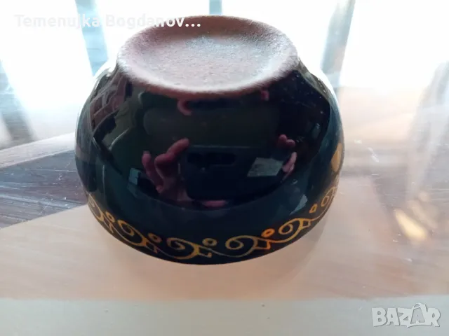 черна керамична купичка със златен кант - 2 броя, снимка 2 - Сервизи - 49304867