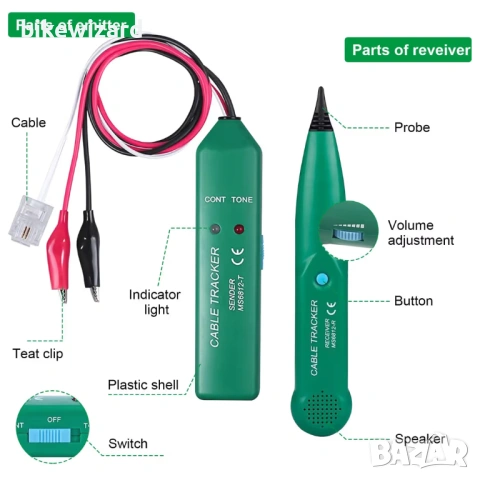 Gobesty Cable Tracker, търсачка на кабели, тестер на кабели НОВО , снимка 3 - Други инструменти - 53049892