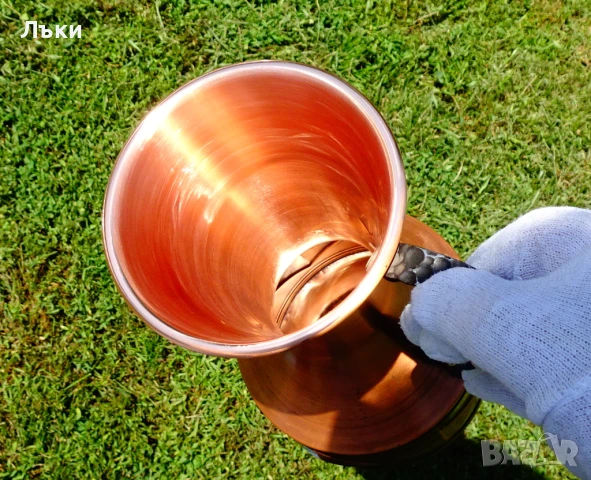 Медна кана за вино 2 л.,чиста мед,релеф. , снимка 3 - Антикварни и старинни предмети - 50774173