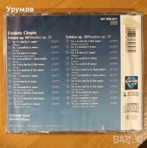 CD Frédéric Chopin, Dinorah Varsi ‎– Etüden Op.10 · Op.25 , снимка 2 - CD дискове - 53308324