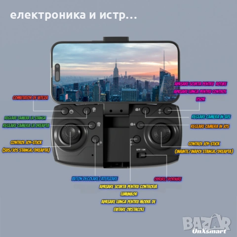 Дрон, 8k HD OnXsmart® камера, Двойна камера, RGB цветове, снимка 3 - Дронове и аксесоари - 53045589