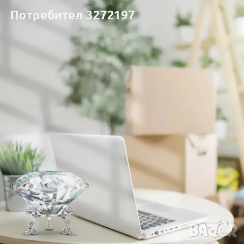 80 мм преспапие с прозрачен кристален диамант(реплика) с метална стойка, снимка 8 - Декорация за дома - 48257214
