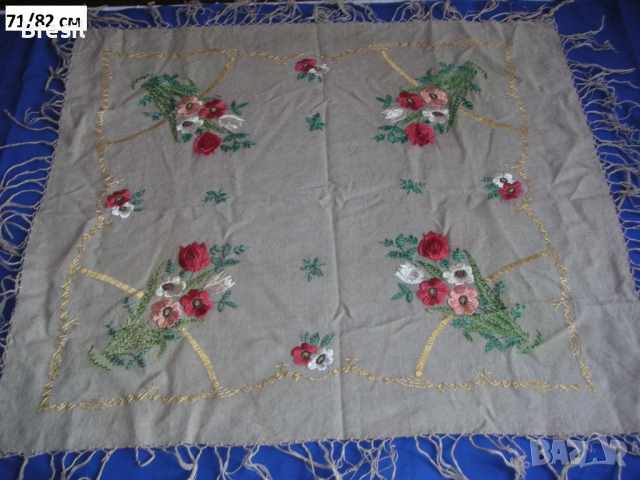 покривки за маса на една кука Бродирана покривка с цветя Тишлайфери Карета, снимка 2 - Покривки за маси - 36438328