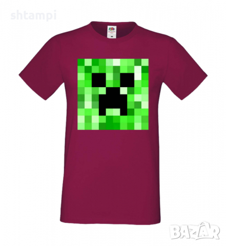 Мъжка тениска Creeper Face 2,Minecraft,Игра,Забавление,подарък,Изненада,Рожден Ден., снимка 4 - Тениски - 36492770