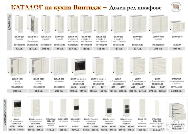 Кухни Винтидж  222/182 см от модулни шкафове. Безплатен Проект за Вас, снимка 2 - Кухни - 49111170