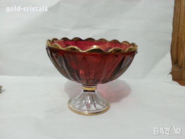 Стъклена купа фруктиера цветно стъкло, снимка 6 - Антикварни и старинни предмети - 35984923