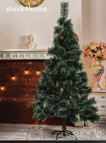 Изкуствена коледна елха с кръстата стойка и бели връхчета, снимка 4 - Декорация за дома - 52329169