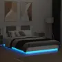 vidaXL Рамка за легло с табла и LED осветление, бяла, 120x200 см, снимка 4
