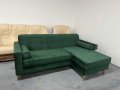Зелен диван от плат с лежанка, снимка 1 - Дивани и мека мебел - 39712239
