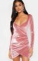 УНИКАЛНА рокля па тялота от кадифе в нежен розов цвят, снимка 1 - Рокли - 42228227