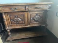 Шкаф антикварен  изцяло дърво дърворезба мрамор плот, снимка 5