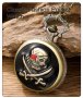 NOUSEG винтидж гравиран Пиратски джобен кварцов часовник + верижка , снимка 1