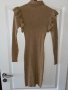 Нова елегантна миди midi спортно елегантна ежедневна ластична бежова рокля рипс тип поло яка , снимка 12