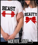 Тениски с щампа за двойки, комплект THE BEAUTY AND THE BEAST
